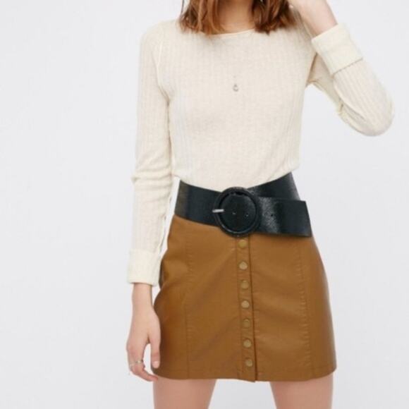 Free People Oh Snap Vegan Leather Button Front 6 - Picture 2 of 10